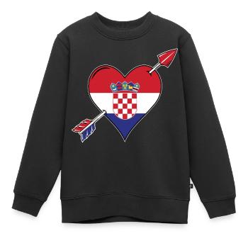 Kroatien Flagge Herz verliebt - Kinder Premium Organic Sweatshirt - Schwarz - Vorne - AI Model Kid Female (0cm)