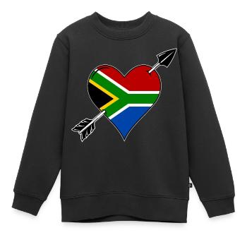 L’Afrique du Sud drapeau coeur amoureux - Sweat Premium enfant bio - noir - Devant - AI Model Kid Female (0cm)