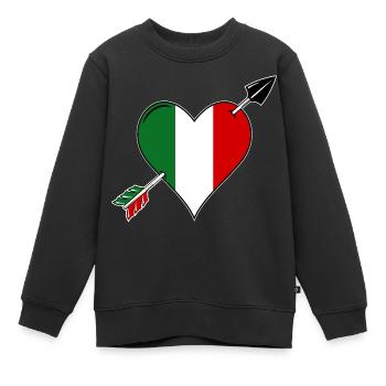 Italie drapeau coeur amoureux - Sweat Premium enfant bio - noir - Devant - AI Model Kid Female (0cm)