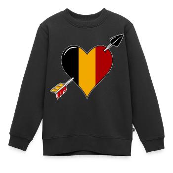 Belgien Flagge Herz verliebt - Kinder Premium Organic Sweatshirt - Schwarz - Vorne - AI Model Kid Female (0cm)