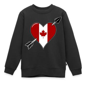 Kanada Flagge Herz verliebt - Kinder Premium Organic Sweatshirt - Schwarz - Vorne - AI Model Kid Female (0cm)
