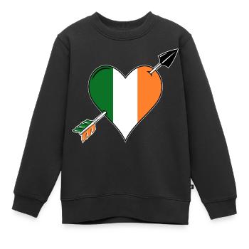 Irland Flagge Herz verliebt - Kinder Premium Organic Sweatshirt - Schwarz - Vorne - AI Model Kid Female (0cm)