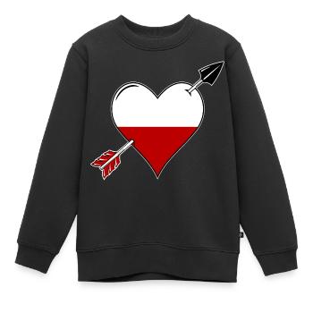Polen Flagge Herz verliebt - Kinder Premium Organic Sweatshirt - Schwarz - Vorne - AI Model Kid Female (0cm)