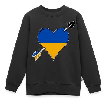 Ukraine drapeau coeur amoureux - Sweat Premium enfant bio - noir - Devant - AI Model Kid Female (0cm)