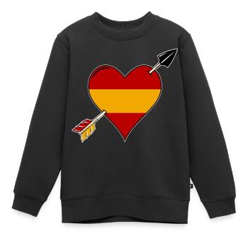 Spanien Flagge Herz verliebt - Kinder Premium Organic Sweatshirt - Schwarz - Vorne - AI Model Kid Female (0cm)