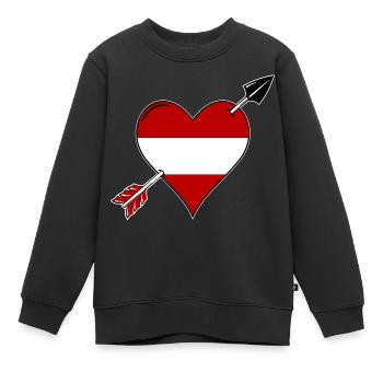 L’Autriche drapeau coeur amoureux - Sweat Premium enfant bio - noir - Devant - AI Model Kid Female (0cm)