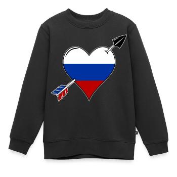 Russia flag heart in love - Kids Premium Organic Sweatshirt - black - Front - AI Model Kid Female (0cm)