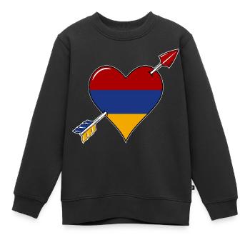 Drapeau de l’Arménie coeur amoureux - Sweat Premium enfant bio - noir - Devant - AI Model Kid Female (0cm)