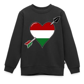 Ungarn Flagge Herz verliebt - Kinder Premium Organic Sweatshirt - Schwarz - Vorne - AI Model Kid Female (0cm)
