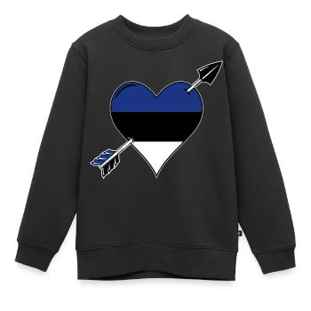 Estland Flagge Herz verliebt - Kinder Premium Organic Sweatshirt - Schwarz - Vorne - AI Model Kid Female (0cm)