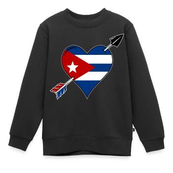 Kuba Flagge Herz verliebt - Kinder Premium Organic Sweatshirt - Schwarz - Vorne - AI Model Kid Female (0cm)