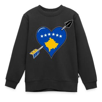 Drapeau du Kosovo Amour du cœur - Sweat Premium enfant bio - noir - Devant - AI Model Kid Female (0cm)