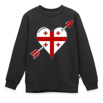 Géorgie drapeau coeur amour - Sweat Premium enfant bio - noir - Devant - AI Model Kid Female (0cm)