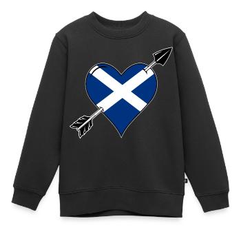 Schottland Flagge Herz Liebe - Kinder Premium Organic Sweatshirt - Schwarz - Vorne - AI Model Kid Female (0cm)