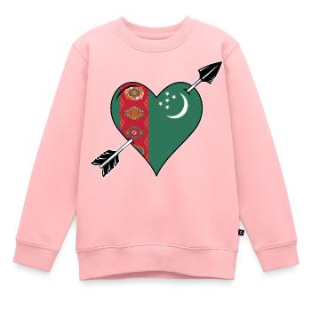 Türkmenistan Flagge Herz Liebe - Kinder Premium Organic Sweatshirt - Rosa - Vorne - AI Model Kid Female (0cm)