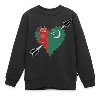 Drapeau du Turkménistan Amour du cœur - Sweat Premium enfant bio - noir - Devant - AI Model Kid Female (0cm)