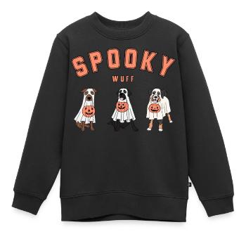 Spooky Wuff Halloween Hunde Gespenst - Kinder Premium Organic Sweatshirt - Schwarz - Vorne - AI Model Kid Female (0cm)