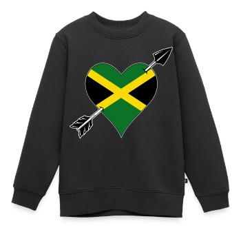 Jamaika Flagge Herz Liebe - Kinder Premium Organic Sweatshirt - Schwarz - Vorne - AI Model Kid Female (0cm)