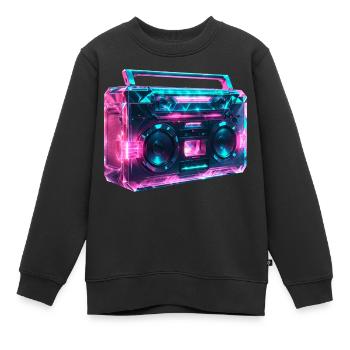 Boom box cassette recorder retro wave - Kids Premium Organic Sweatshirt - black - Front - AI Model Kid Female (0cm)