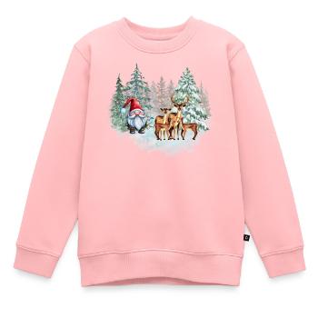 Noël secret du Père Noël avec des rennes - Sweat Premium enfant bio - rose - Devant - AI Model Kid Female (0cm)