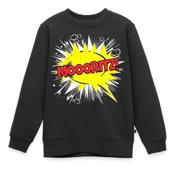 Moritz nom drôle bulle Moooritz ! - Sweat Premium enfant bio - noir - Devant - AI Model Kid Female (0cm)