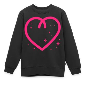 Glitzer Herz - Kinder Premium Organic Sweatshirt - Schwarz - Vorne - AI Model Kid Female (0cm)