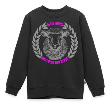 Schaf bleib ruhig und folge der Herde - Kinder Premium Organic Sweatshirt - Schwarz - Vorne - AI Model Kid Female (0cm)