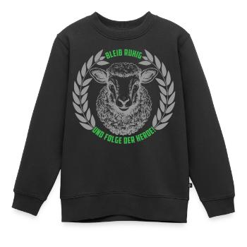 Schaf bleib ruhig und folge der Herde - Kinder Premium Organic Sweatshirt - Schwarz - Vorne - AI Model Kid Female (0cm)