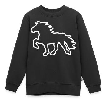 Islandpferd Kontur (weiß) - Kinder Premium Organic Sweatshirt - Schwarz - Vorne - AI Model Kid Female (0cm)