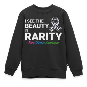 Schönheit in der Seltenheit Bewusstsein für seltene Krankheiten - Kinder Premium Organic Sweatshirt - Schwarz - Vorne - AI Model Kid Female (0cm)