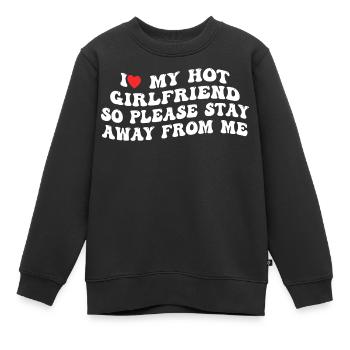 J'aime ma copine sexy - garde tes distances ! - Sweat Premium enfant bio - noir - Devant - AI Model Kid Female (0cm)