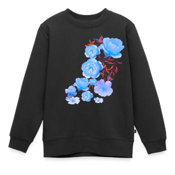 Blaue Rosen, Rosen, blaue Rose, Blumen - Kinder Premium Organic Sweatshirt - Schwarz - Vorne - AI Model Kid Female (0cm)
