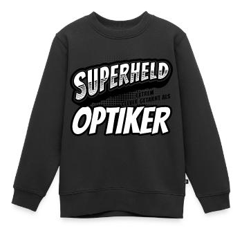 Superheld, clever getarnt als Optiker - Kinder Premium Organic Sweatshirt - Schwarz - Vorne - AI Model Kid Female (0cm)