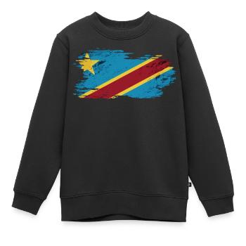 Kongo - Nationalfahne, Pinseleffekt - Kinder Premium Organic Sweatshirt - Schwarz - Vorne - AI Model Kid Female (0cm)