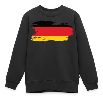 Allemagne - Drapeau national, effet pinceau - Sweat Premium enfant bio - noir - Devant - AI Model Kid Female (0cm)