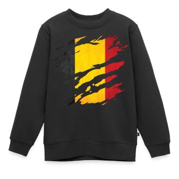 Belgien - Nationalfahne, Kratzer, Risse - Kinder Premium Organic Sweatshirt - Schwarz - Vorne - AI Model Kid Female (0cm)