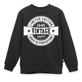 Rétro 1945 Anniversaire 1945 Cadeau 1945 Vintage - Sweat Premium enfant bio - noir - Devant - AI Model Kid Female (0cm)
