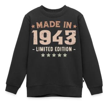 Hergestellt 1943 Geburtstagsgeschenk 1943 Jahrgang 1943 - Kinder Premium Organic Sweatshirt - Schwarz - Vorne - AI Model Kid Female (0cm)