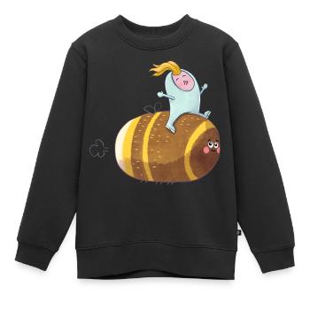 The Tiny Adventure - Mit der Hummel durch den Wind - Kinder Premium Organic Sweatshirt - Schwarz - Vorne - AI Model Kid Female (0cm)