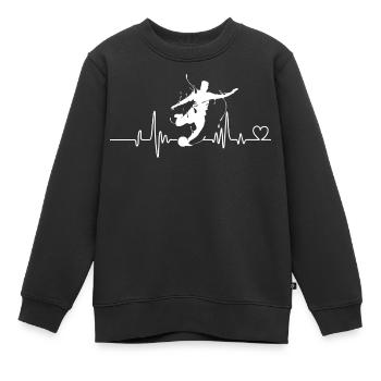 Soccer Heartbeat Tees Soccer Ball Heartbeat Soccer - Sweat Premium enfant bio - noir - Devant - AI Model Kid Female (0cm)