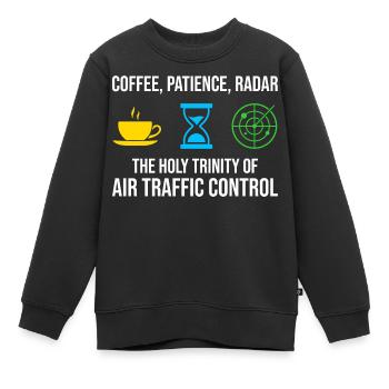 Fluglotse Kaffee Radar ATC Luftfahrt - Kinder Premium Organic Sweatshirt - Schwarz - Vorne - AI Model Kid Female (0cm)