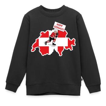 Équipe nationale de hockey sur glace Hopp Schwiiz - Sweat Premium enfant bio - noir - Devant - AI Model Kid Female (0cm)