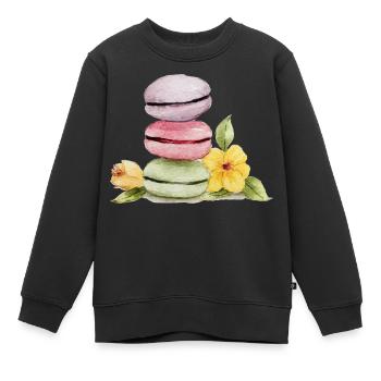 Sweet Macarons - Backliebe - Kids Premium Organic Sweatshirt - black - Front - AI Model Kid Female (0cm)