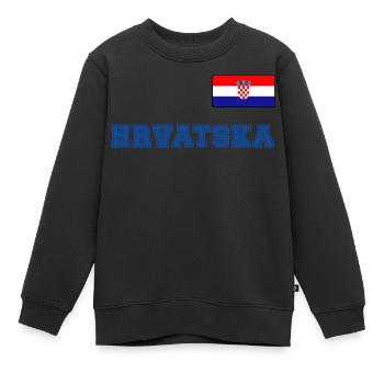 Look maillot de la Croatie – HRVATSKA avec drapeau - Sweat Premium enfant bio - noir - Devant - AI Model Kid Female (0cm)
