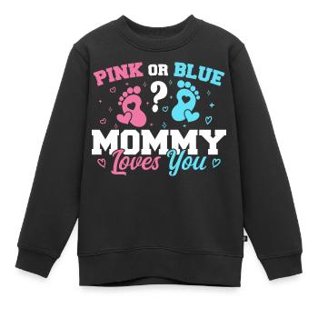 Pink Or Blue Mommy Loves You - Gender reveal Mommy - Sweat Premium enfant bio - noir - Devant - AI Model Kid Female (0cm)