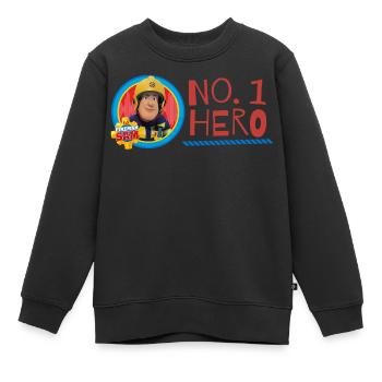 Sam Le Pompier™ No. 1 Hero - Sweat Premium enfant bio - noir - Devant - AI Model Kid Female (0cm)