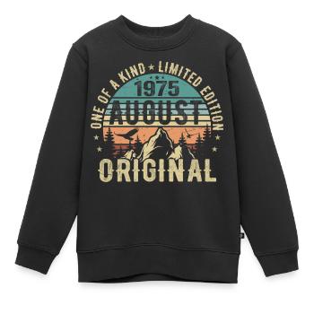 Août 1975 - Né en Août 1975 - Anniversaire - Sweat Premium enfant bio - noir - Devant - AI Model Kid Female (0cm)
