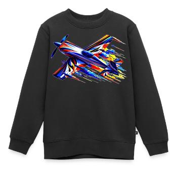 Avion de voltige 2 - Sweat Premium enfant bio - noir - Devant - AI Model Kid Female (0cm)