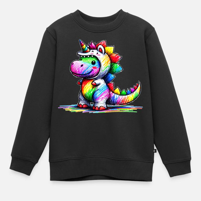 Licorne Dino - Sweat Premium enfant bio - noir