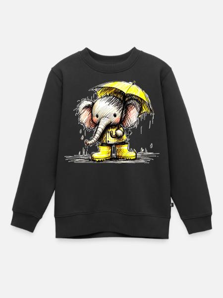 Elefant im Regen - Kinder Premium Organic Sweatshirt - Schwarz
